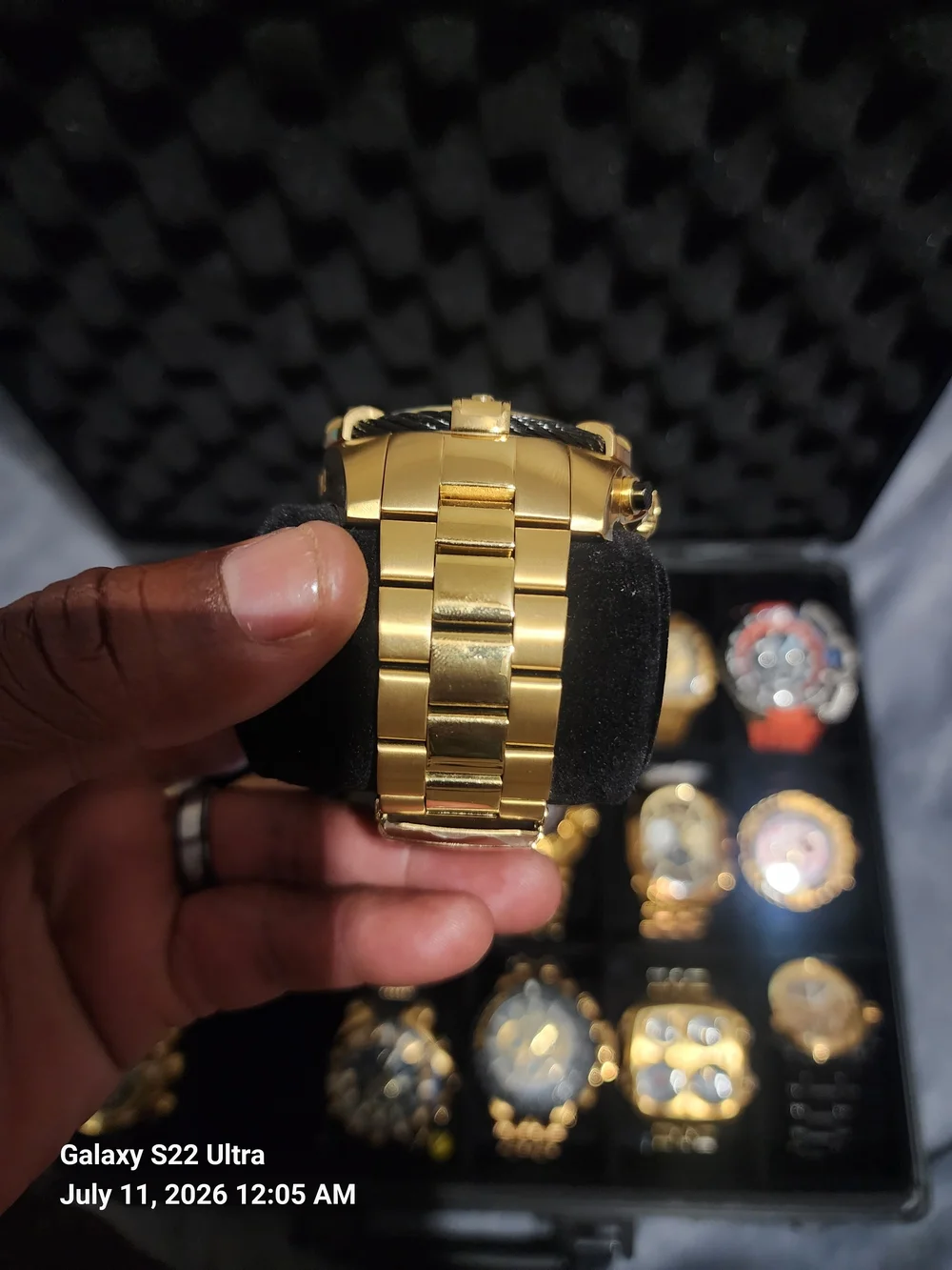 Invicta Bolt Gold and Black Cable-Accent Chronograph Watch 52mm